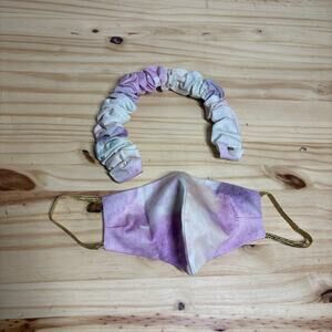 Lelet Ny Cotton Candy Headband & Face Mask Set Purple White Tie Dye Multi